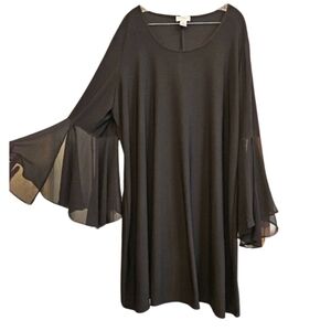 CARMEN Marc Valvo 3X Black Bell Sleeve Dress STRETCH Wedding AF-1693